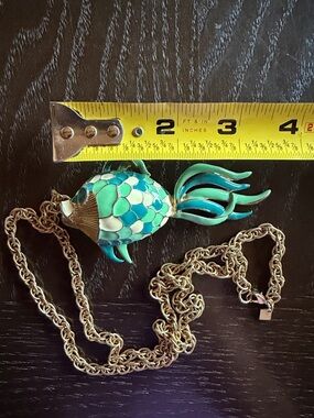 Banana Republic fish necklace statement gold chain nautical coastal vacation